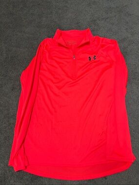 Under Armour Men’s Loose Fit Bright Neon Red/Orange 1/4 Zip Pullover